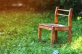 Little old chair on green grass Royalty Free Stock Photo