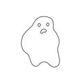 Little outline ghost with emotions vector illustration on the white background, cute spooky simple character