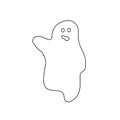 Little outline ghost with emotions vector illustration on the white background, cute spooky simple character