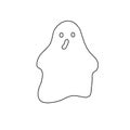Little outline ghost with emotions vector illustration on the white background, cute spooky simple character