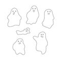 Little outline ghost with emotions vector illustration on the white background, cute spooky simple character