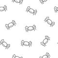 Little outline spider with emotions repeat pattern vector illustration, cute spooky simple character
