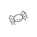 Little outline spider with emotions vector illustration on the white background, cute spooky simple character