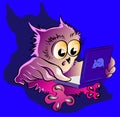 Little owl and laptop