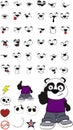 Little panda bear kid cartoon expressions set