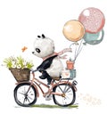 Little panda on bike Royalty Free Stock Photo