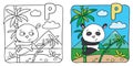Little panda coloring book. Alphabet P Royalty Free Stock Photo