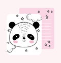 Little panda face stars cute animals sketch wildlife cartoon adorable card