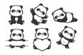 little panda silhouette making cute gestures animal cartoons for kids