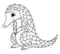 Little Pangolin Cartoon Animal Illustration BW