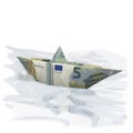 Little paper boat with five Euro