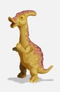 Little parasaurolophus. Cartoon dinosaur picture. Cute dinosaurs character. Flat vector illustration isolated on white