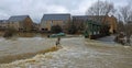 Flooding river Ouse causing bridge and road to be shut off.