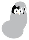 A little penguin is coming out of an egg shell vector color drawing or illustration