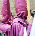 Little penitent crying in the Holy Week procession La Borriquita, on Palm Sunday in Zamora, Spain.