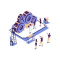 little people links of mechanism, business mechanism, abstract background with gears, people are engaged in business promotion,