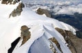 Little people upon snowy Swiss Jungfrau mountain