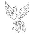 Little Phoenix Cartoon Illustration BW Royalty Free Stock Photo