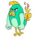 The little phoenix is fiery angry, doodle icon image kawaii Royalty Free Stock Photo