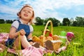 Little picnicker in the park Royalty Free Stock Photo