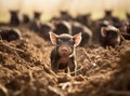 little pig on green meadow Royalty Free Stock Photo