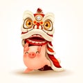 Little Pig performs Chinese New Year Lion Dance Royalty Free Stock Photo