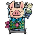 Little pig is sleeping in bed Royalty Free Stock Photo