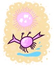 Little pink crab and the sun