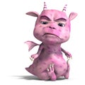 Little pink cute toon dragon devil Royalty Free Stock Photo