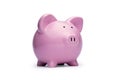 Little pink piggy bank on white Royalty Free Stock Photo