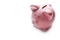 Little pink piggy bank on white Royalty Free Stock Photo