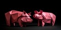 Little pink pigs made of paper. Origami technique. Generative AI Royalty Free Stock Photo