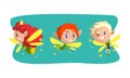 Little Pixie or Fairy with Wings and Fancy Hairstyle Vector Set Royalty Free Stock Photo