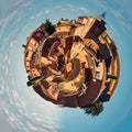 Little planet 360 degree sphere. Panorama of Roussillon village Royalty Free Stock Photo