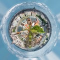 Little Planet 360 Degree Sphere. Panoramic View Of Budapest City