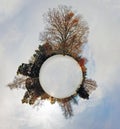Little planet - Globe at winter time - 360 degrees panorama