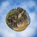 Little planet of grass, rocks and ocean Royalty Free Stock Photo