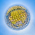 Little planet image of paddy fields in autumn Royalty Free Stock Photo
