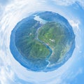Little planet image of small hydroelectric station