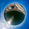 Little planet panorama of famous Aristotelous Square in Thessaloniki city, Greece.