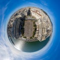 Little planet panorama of famous Aristotelous Square in Thessaloniki city, Greece.