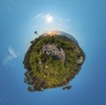 Little planet panorama at night with clouds and Royalty Free Stock Photo