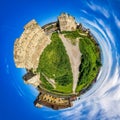 Little planet panorama of the old Byzantine Castle in the city o