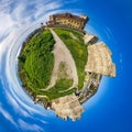 Little planet panorama of the old Byzantine Castle in the city o