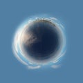 Little planet with sea and tropical island. Royalty Free Stock Photo