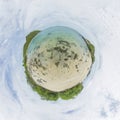 Little planet. The shore of a deserted island. Royalty Free Stock Photo