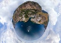 Little planet of southern Italy. Incredible beauty panorama of mountains and sea. Copy space. Travel and tourism. Sunny summer day Royalty Free Stock Photo