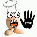 Little potato man stop unhealthy food