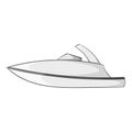 Little powerboat icon, gray monochrome style