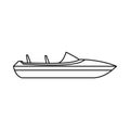 Little powerboat icon, outline style